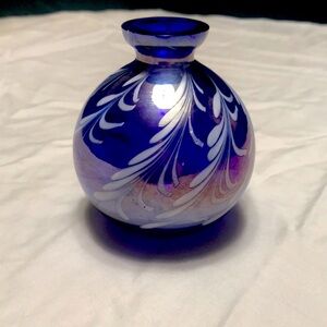 Small polished glass bud vase/perfume decanter.